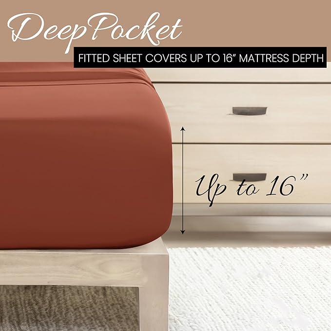 Linen Market Bed Sheets for King Size Bed (Clay) - Sleep Better Than Ever with These Soft and Cooling King Sheets - Deep Pocket Fits 16" Thick Beds - 4 Piece King Sheet Set
