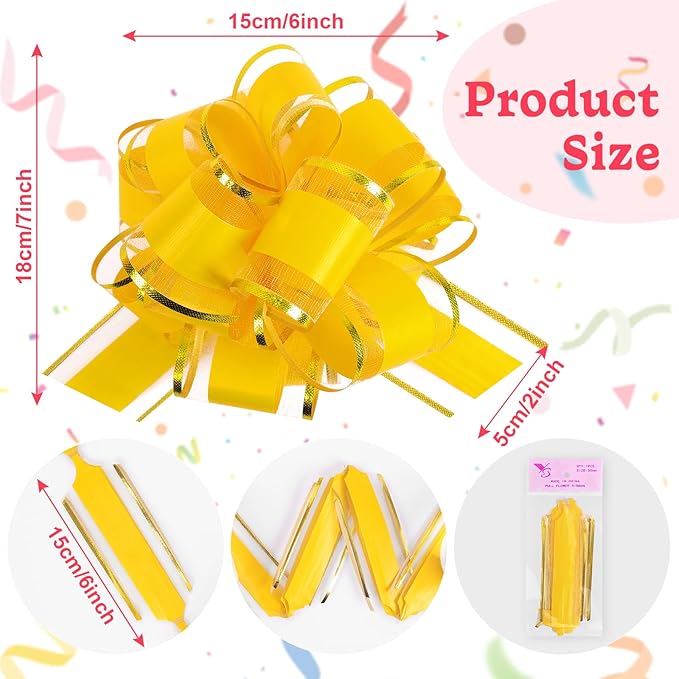 24PCS 6 Inch Large Pull Bows,12 Colors Bow for Gift Wrapping,Reusable Birthday Ribbon Bow for Wrapping Boxes & Decorative Accents