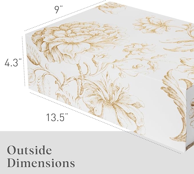Luxury Keepsake Gift Box 3-Pack | Gold Floral Decorative Boxes with Magnetic Lids for Presents, Wedding Memory Box, and Bridal Gifts. 13.5" x 9" x 4.3"