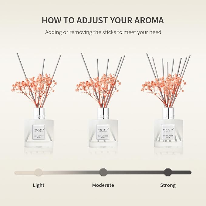 Airkeep Reed Diffuser Set,6.76 fl oz (200 ml) - Coconut & Pineapple Oil Diffusers with 8 Reed Sticks, Home Fragrance Reed Diffuser for Bathroom Shelf Decor