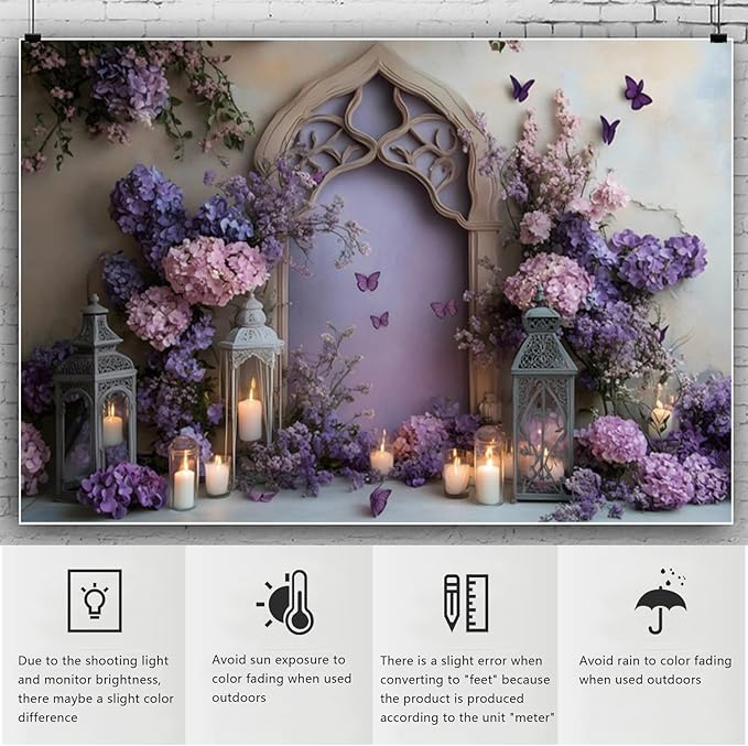 YongFoto Elegant Flower Wall Backdrop 10x6.5ft Floral Butterfly Candle Photography Background Baby Bridal Shower Wedding Girl Birthday Party Banner Room Decor Portrait Photoshoot Wallpaper Photo Booth