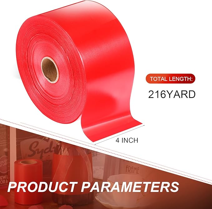 Syhood Outdoor Leaf Ribbon Floral Satin Ribbon for Crafts Aspidistra Waterproof Holiday Outdoor Decoration(4 Inch X 216 Yards,Red)