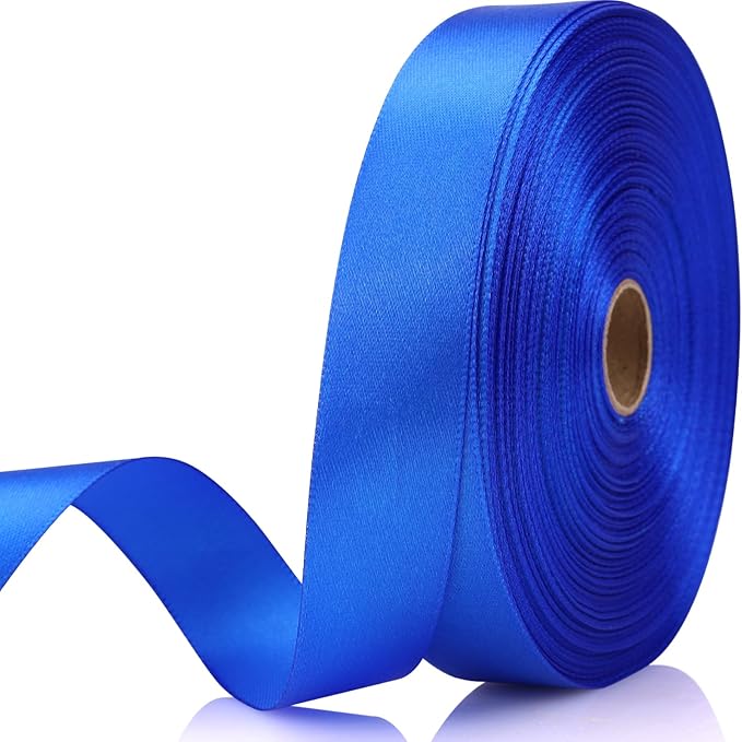 7/8 Inch 60 Yards Blue Satin Craft Ribbon-Single Face Polyester Ribbon for Handmade Roses,Gift Wrapping,Timeless Flower,Bouquets,Wedding and Party Decoration