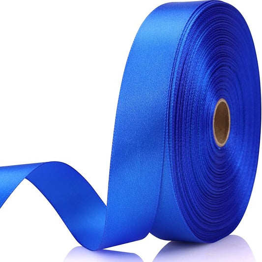 7/8 Inch 60 Yards Blue Satin Craft Ribbon-Single Face Polyester Ribbon for Handmade Roses,Gift Wrapping,Timeless Flower,Bouquets,Wedding and Party Decoration