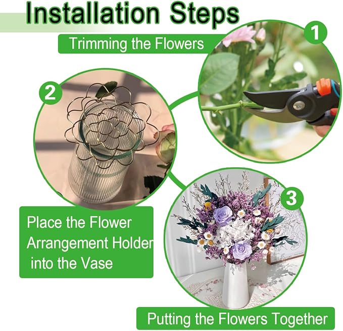 [Upgrade] 4 PCS Floral Grid for Vase, Bold Easy Arranger Flower Grid Frog Wire Flower Arranging Tool, Reusable Stainless Steel Flower Lid Arranger for Vase Floral Stems Bouquets Plant Fixation Gold