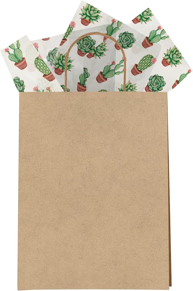 Succulent Printed Tissue Paper for Gift Bags or Boxes and Wrapping - Bulk Cactus Decorative Art Tissue Paper for Packaging and Gifting | 24 Sheets 20" x 30"