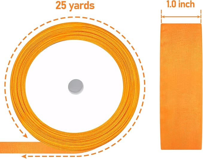 Organza Ribbon Sheer Ribbon, 1" x 125 Yd 5 Rolls Halloween for Gift Wrapping, Bouquet, Wedding, Party Decoration, Halloween