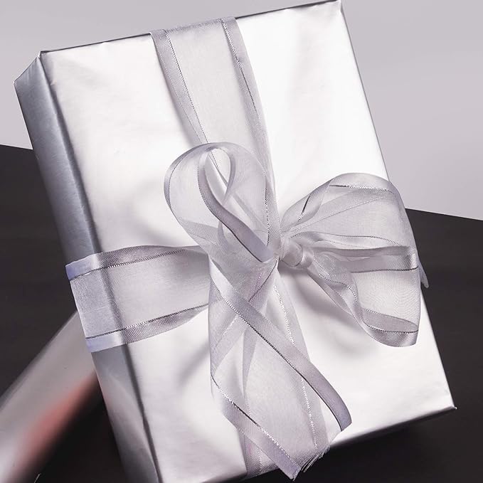 RUSPEPA Silver Metallic Wrapping Paper - Solid Color Matte Metallic Jumbo Gift Wrap Paper Jumbo Rolls Perfect for Wedding, Birthday, Christmas, Baby Shower - 30 Inches x 100 Feet