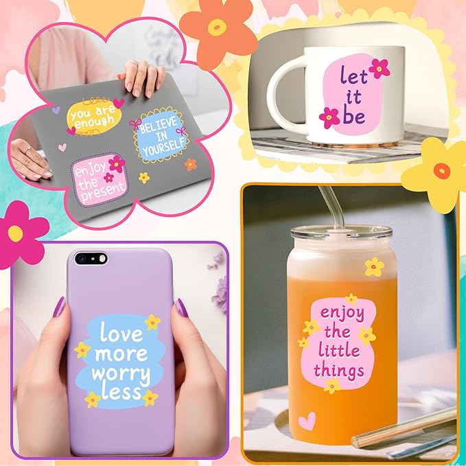 Positive Affirmation Mirror Stickers Kids Bathroom Mirror Decals Peel and Stick Colorful Kids Window Decal Inspirational Quote Crafts Decals Motivational Vinyl Sticker for Nursery Bedroom Classroom