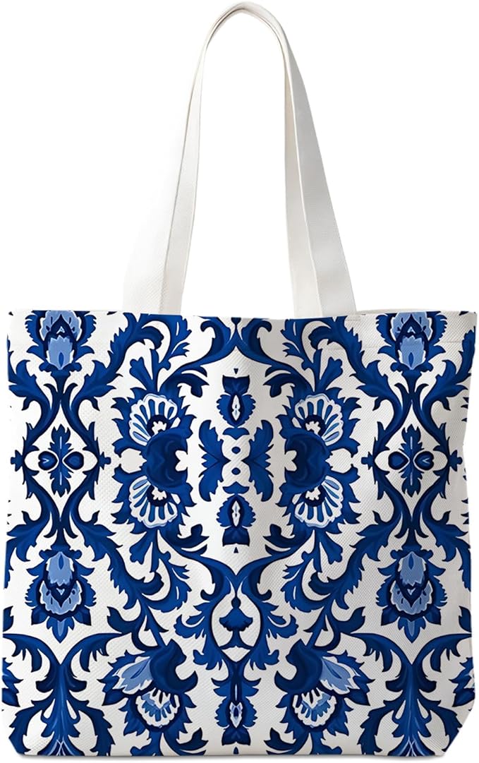 Flowers Tote Bag Gifts for Women, Canvas Aesthetic Reusable Grocery Bags Shopping Bags