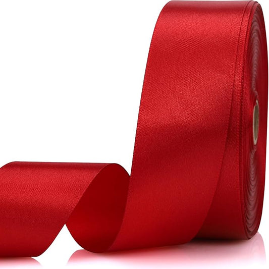 1-1/2 Inch 60 Yards Wine red Solid Satin Ribbon for Gift Wrapping,Craft Floral Bouquets,Wedding Party,Timeless Flower,Decoration Floral Hair,Balloons