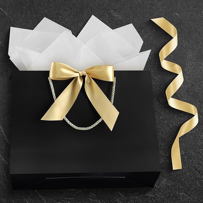 JMANNI Gift Bag, 1PCS Gift Bags Large with Ribbon and 1 Greeting Cards 2 Tissue Paper, Portable Paper Gift Bag with Handles, Birthday Gift Bags,Present Bags for Wedding Party Mothers Day