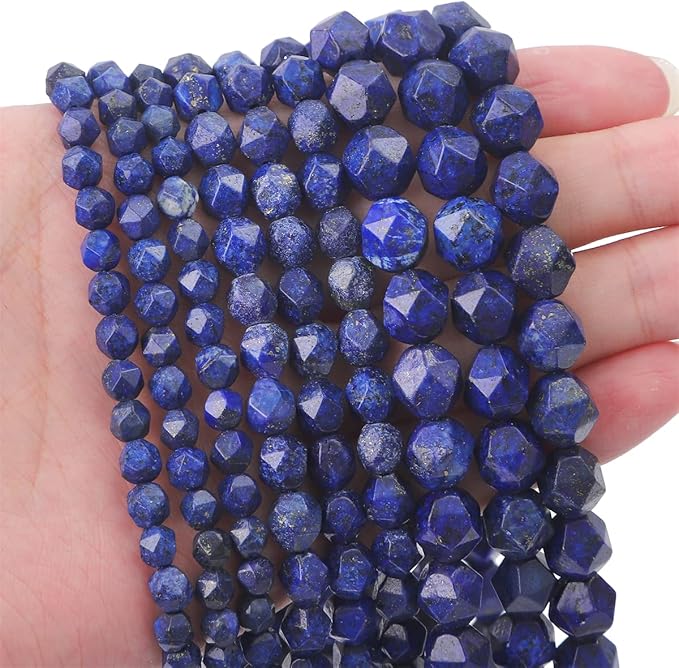 Faceted Natural Lapis Lazuli Stone Round Beads 6mm 36cm/Strand for Jewelry Making