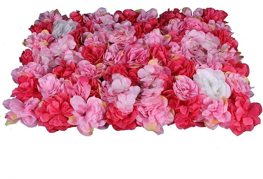 6Pcs 15.75"x 23.62"x 0.79" Artificial Flower Wall Panels,Flower Wall Mat Silk Flower Panels for Outdoor Garden Backyard Fence Fence Privacy Screen and Indoor Wall Decor (6Pcs Rose Red)