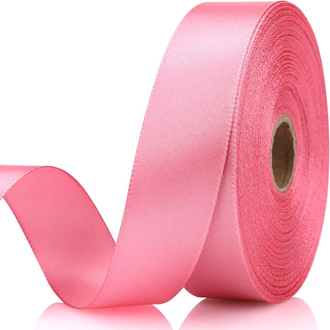 7/8 Inch 30 Yards Rose Gold Satin Craft Ribbon-Single Face Polyester Ribbon for Handmade Roses,Gift Wrapping,Timeless Flower,Bouquets,Wedding and Party Decoration
