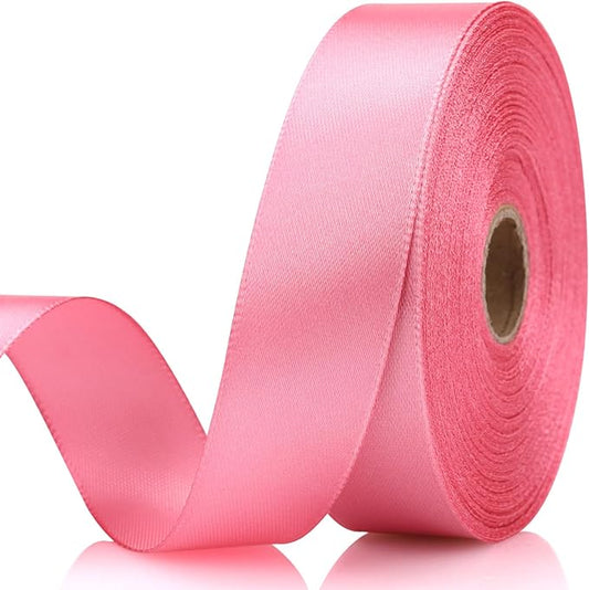7/8 Inch 30 Yards Rose Gold Satin Craft Ribbon-Single Face Polyester Ribbon for Handmade Roses,Gift Wrapping,Timeless Flower,Bouquets,Wedding and Party Decoration