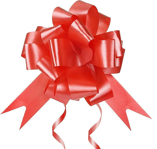 GWHOLE 60pcs 5'' Red Ribbon Pull Bows, Gift Present Wrapping Bows for DIY Craft Box Wedding Valentine's Day Gift Decor