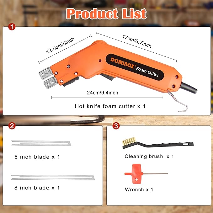 DOMINOX Hot Knife Foam Cutter, Foam Cutting Tool Kit, Heavy-duty Case Styrofoam Cutter for Cutting Foam Board Insulation, EPP, EPS, XPS, EVA, EPE, PU, KT Board, Sponge, Nylon