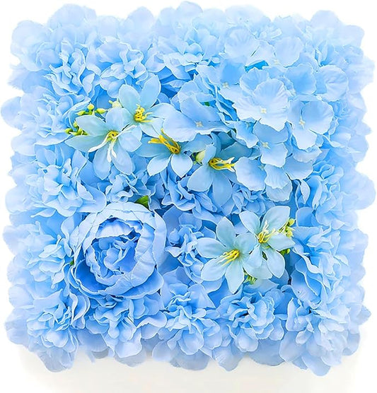 Flower Wall Backdrop, 12PCS 10.6"-15.7" Artificial Flower Wall Panel with Various Styles, 3D Floral Wall Decor for Wedding Photo Background Festive Party Home Decoration (G-D004, 10.6*10.6in)