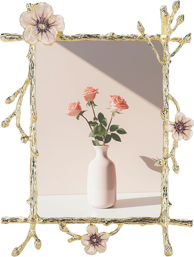 Pink 5x7 Picture Frame Metal Decor Ornate Gold Photo Frames with High Definition Glass Front Art Decor Tabletop Display, Gifts Ideas for Women, Horizontally & Vertically