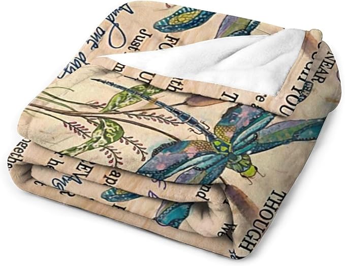 Dragonfly Blanket Memorial Sympathy Gifts for Girls Women Loved One I Never Left You Throw Blanket for Kids Adults Soft Warm Cozy Fleece Blanket for Couch Sofa Bed 40"x50"