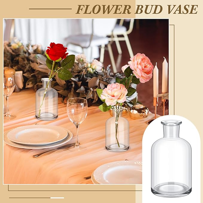 Lallisa 54 Pcs 3.15 Inches Small Glass Bud Vases Bulk Mini Flower Vases for Centerpieces Decorative Glass Bottles Vintage Rustic Decoration for Wedding Dining Table Home Decor