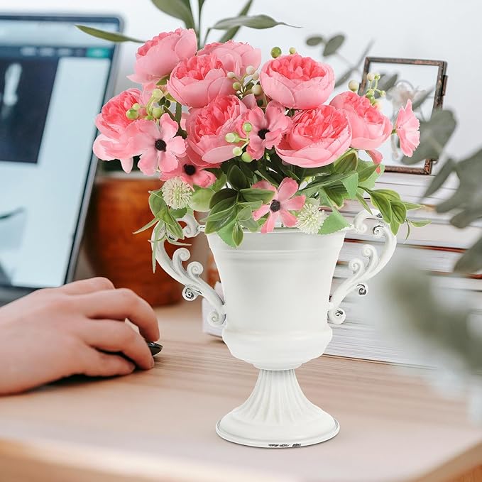 Ciieeo Retro High-Footed Trophy Vase Decorative Pedestal Planter for Indoor Outdoor Use Elegant Floral Arrangement Urn for Garden Wedding Centerpieces and Home Decor