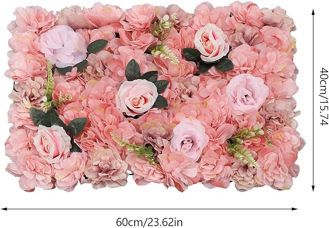 12 Pcs White Flower Wall Flowers Backdrop Artificial Flower for Backdrop Flowers Decoration 3D Floral Panels for Wall Decor Home Party Wedding Room Decoration (60x40cm/Pink 1)