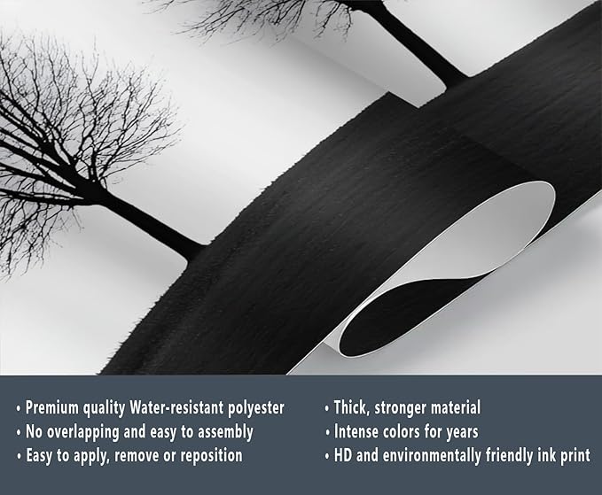 KIREUPA Minimalist Tree Wall Mural, Elegant Tree Silhouette Poster 3d Wall Murals, Modern Forest Wallpaper Mural, for Living Room Bedroom Large Wallpaper Indoor Decor 177.16" W x120 H