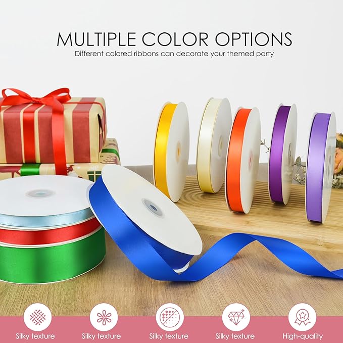 100 Yards 5/8 inch Satin Ribbon, Fabric Ribbon Solid Color Perfect for Gift Wrapping, Wedding, Handmade Bows, Floral Bouquets and Party Decoration(Pink)