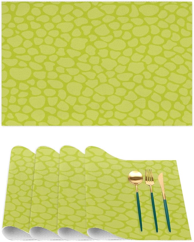 Sage Green Modern Placemats Set of 4 PVC Vinyl Non Slip Table Mats Waterproof Heat Resistant Place Mats Washable Wipeable Dining Table Mat for Kitchen Party Farmhouse Indoor Outdoor Decorative