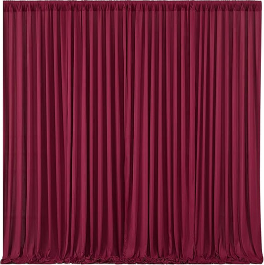 Burgundy Backdrop Curtains - 8 Panel Wrinkle-Free Polyester Photography Drapes for Baby Shower & Birthday Party - 32 X 10FT
