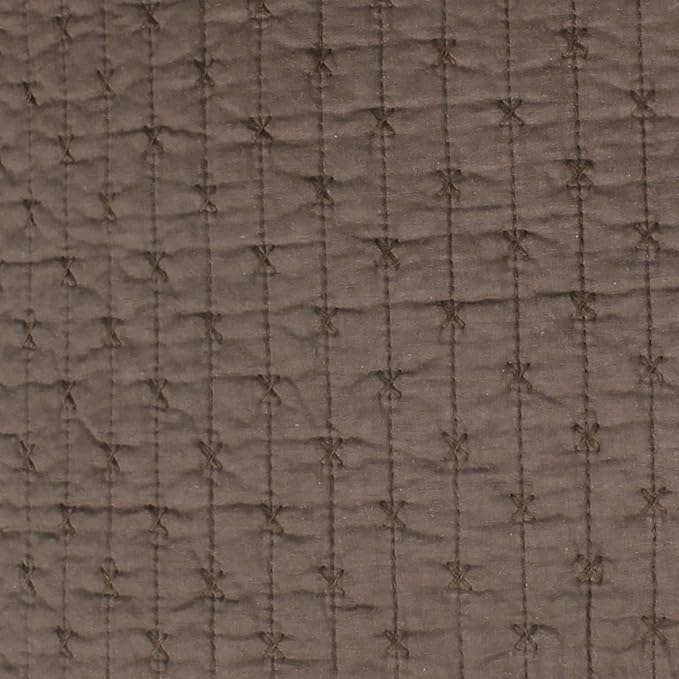 Levtex Home Cross Stitch Reversible Queen Bedspread Set (104x106in) with 2 Pillow Shams (26x20in) - Stitch Texture - Cocoa - Cotton Queen Size Bedspread Set - Lightweight, Soft, Pre-Washed