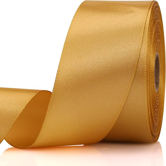 1-1/2 Inch 30 Yards Champagne Gold Solid Satin Ribbon for Gift Wrapping,Craft Floral Bouquets,Wedding Party,Timeless Flower,Decoration Floral Hair,Balloons