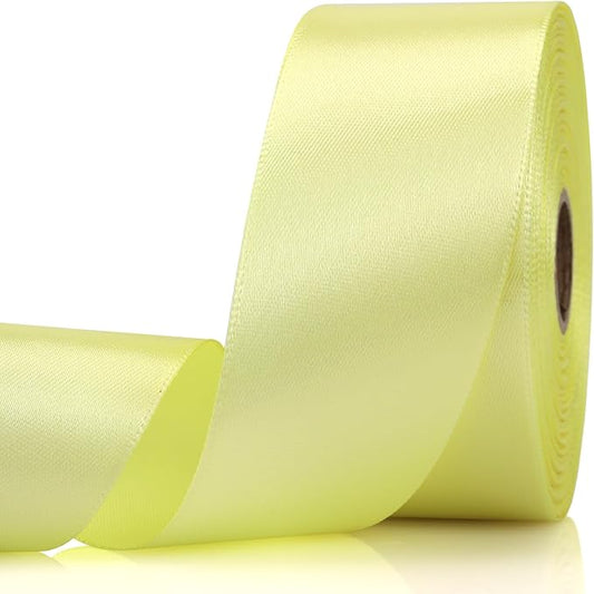 1-1/2 Inch 30 Yards Rice Yellow Solid Satin Ribbon for Gift Wrapping,Craft Floral Bouquets,Wedding Party,Timeless Flower,Decoration Floral Hair,Balloons