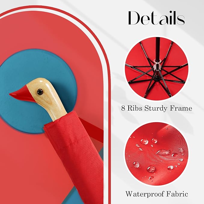 Cute Duck Handle Umbrella - Compact Travel Yellow Duck Head Umbrella for Adults and Girls