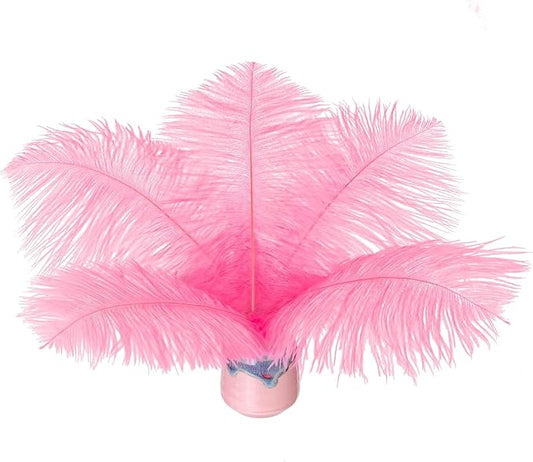 Piokio 20 pcs Pink Ostrich Feathers Plumes 8-10 inch(20-25 cm) Bulk for DIY Handmade Artwork and DIY Clothes, Feather Pens, Dream Catcher, Table Decoration.