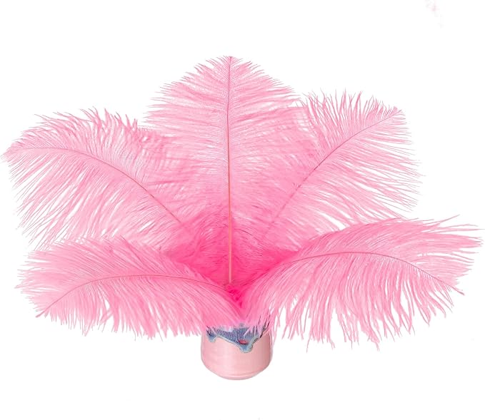 Piokio 20 pcs Natural Pink Ostrich Feathers Plumes 6-8 inch(15-20 cm) Bulk for DIY Handmade Artwork and DIY Clothes, Feather Pens, Dream Catcher, Table Decoration.