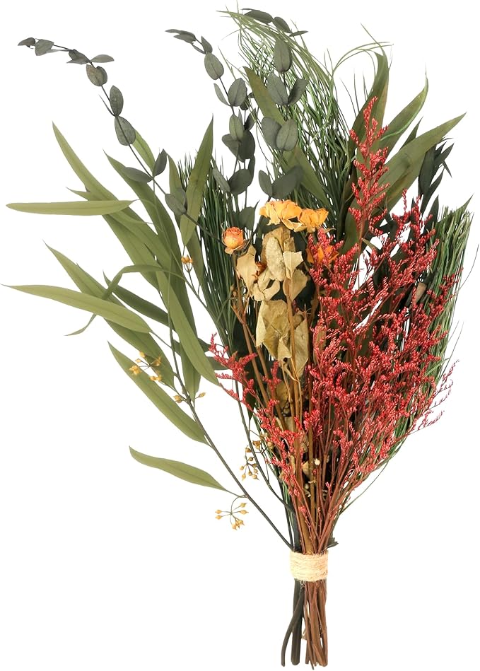 YZXZM Real Flower Bouquet for Christmas Decorations with Dried Pine Branches & Flowers, 17 Inch