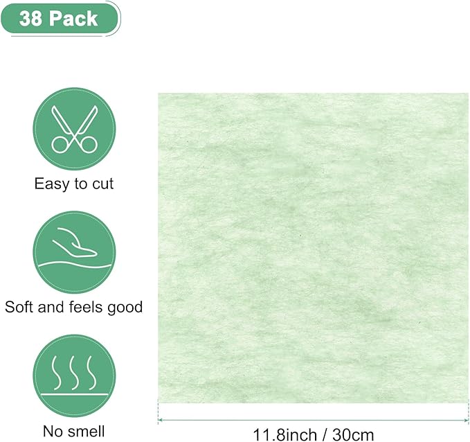 M METERXITY 38-Sheet Korean Cotton Wrapping Flower Paper, 11.8 Inch Waterproof Floral Wrapping Cotton Paper for Bouquets/Gift Packaging [Green]