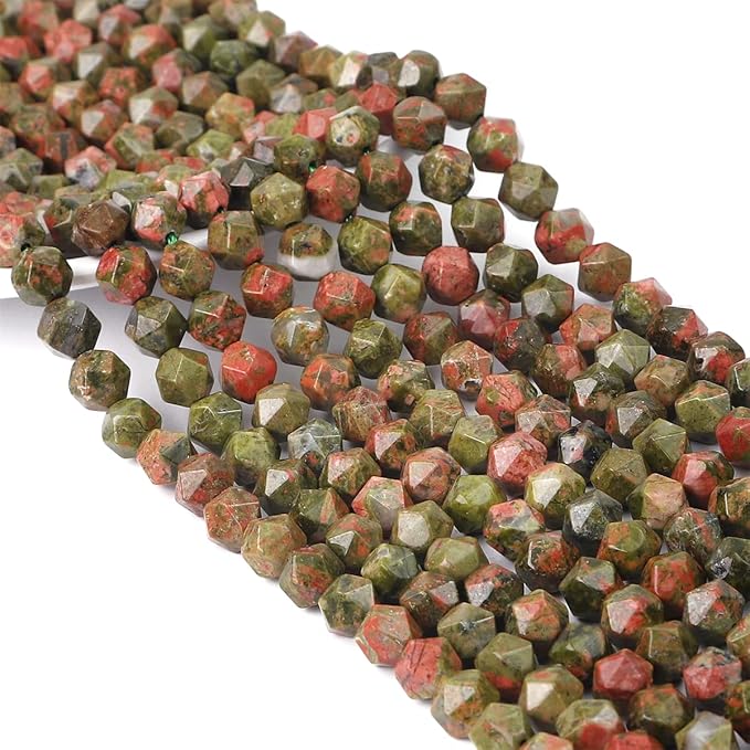 Faceted Natural Unakite Stone Round Beads 10mm 36cm/Strand for Jewelry Making