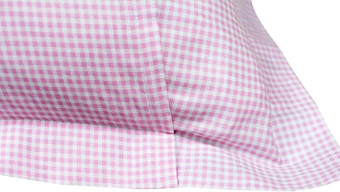 FADFAY Shabby Floral Duvet Cover Set Pink Grid Cotton Farmhouse Bedding with Hidden Zipper Closure 3 Pieces, 1duvet Cover & 2pillowcases,Full Size