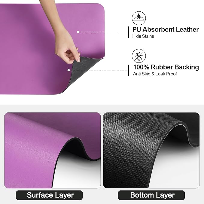 Dish Drying Mat for Kitchen Counter | Coffee Bar Mat for Countertops | Heat Resistant Drainer Mat with Non-slip Rubber Backed | Hide Stain Kitchen Absorbent Draining Mat | Purple 18"x24"