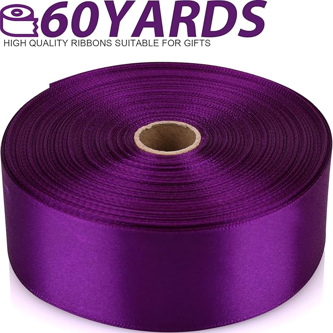 1-1/2 Inch 60 Yards Purple Solid Satin Ribbon for Gift Wrapping,Craft Floral Bouquets,Wedding Party,Timeless Flower,Decoration Floral Hair,Balloons