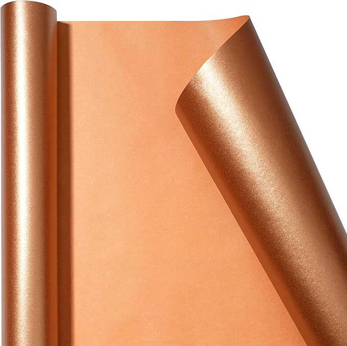 LaRibbons Copper Wrapping Paper, Mini Roll-17 Inch x 33 Feet Solid Color Pearly-Lustre Paper, Gift Wrapping Paper Rolls for Thanksgiving, Christmas, Birthday, Holiday Presents