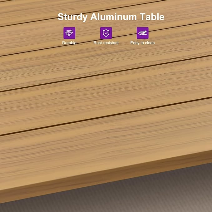 PURPLE LEAF 16 Pieces Outdoor Dining Set All-Weather PE Rattan Outdoor Patio Furniture Set with All Aluminum Frame Rectangular Table and Chairs Set for Lawn Garden Backyard Deck, Teak