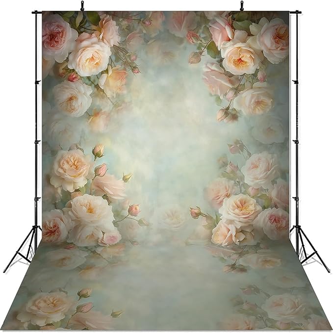Mocsicka Abstract Floral Backdrop for Photography 7x5ft Retro Green Spring Watercolor Painting Floral Background Newborn Baby Shower Princess Girls Portrait Decoration Backdrop
