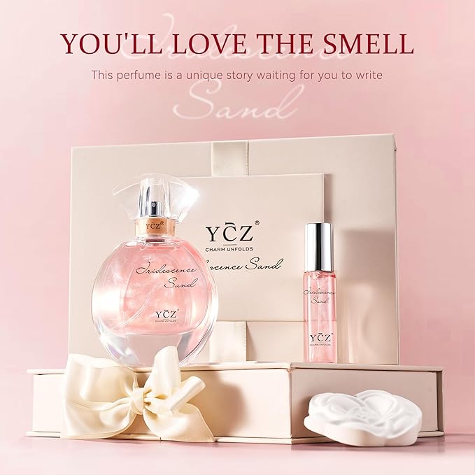 Ycz Golden Sands Women's Perfume Gift Set - 3-Piece Floral Oriental Fragrance with Grapefruit Rose Notes,50ml & 15ml Perfumes,Camellia Diffuser Stone,Elegant Gift Box,Long-Lasting Sillage Unique Gift