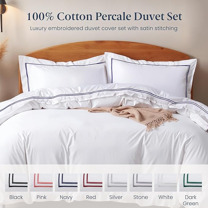 Ella Jayne Twin Duvet Cover (2 Pieces), 100% Cotton Percale, Twin/Twin XL, Soft, Breathable & Lightweight, Including Duvet Cover Twin (1 Piece) 68" x 90" Inches with 1 Pillow Shams (Navy Design)