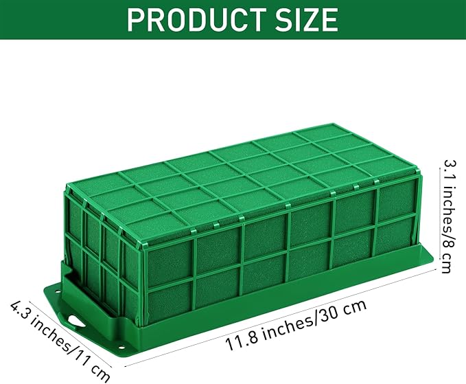 6 Packs Floral Foam Cage Rectangle Flower Cage Holders with Floral Foam Flower Arrangement Supplies for Fresh Flowers, Home Wedding Decorations, 11.8 x 4.3 x 3.1 Inches